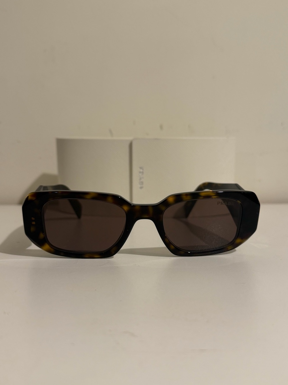 Prada Tortoiseshell Rectangular Sunglasses - Brown Lenses